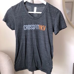 Rare Sz M CrossFit YKV Yorkville Toronto T-shirt Charcoal Grey Stretch Athletic